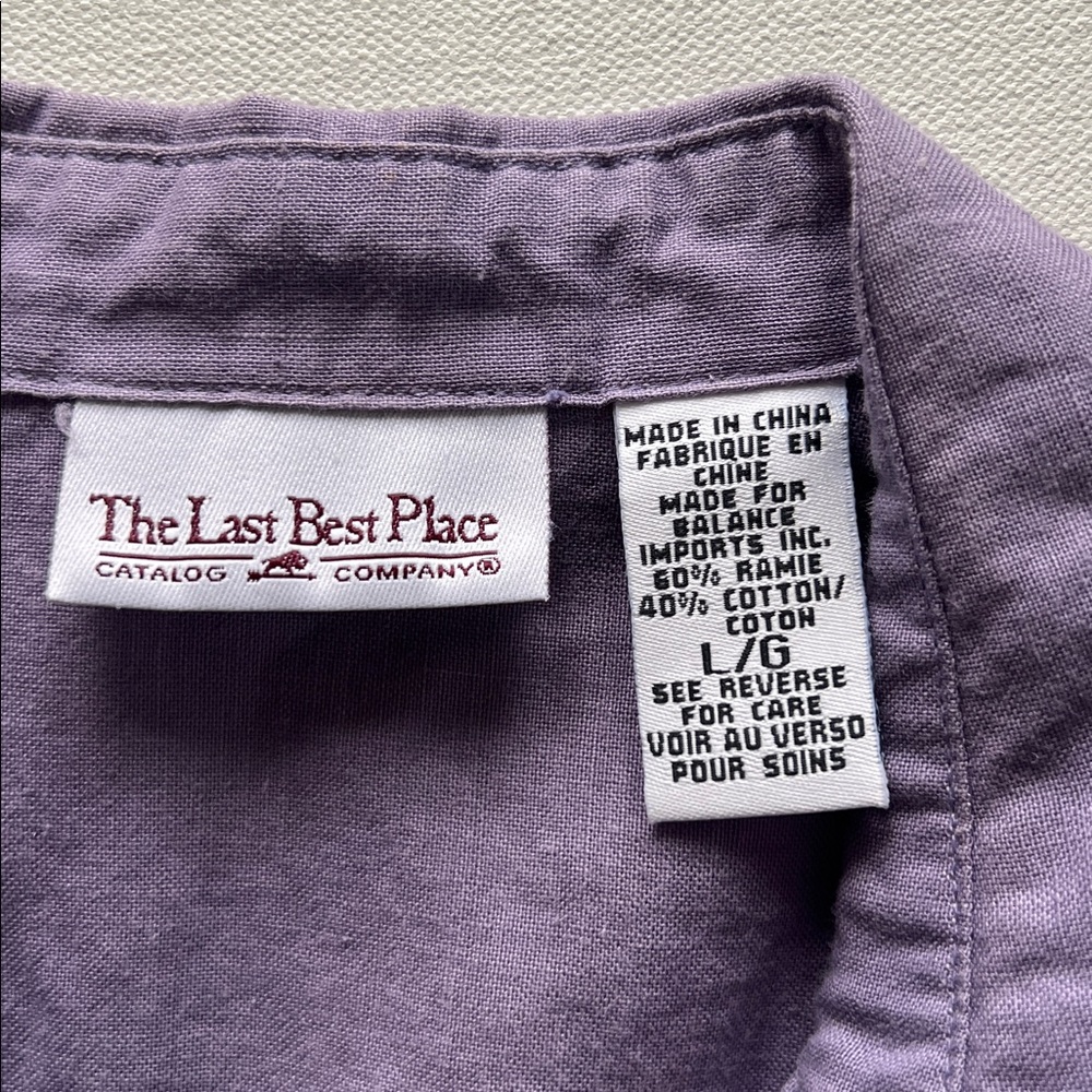 The Last Best Place Vintage Purple Ruffle Front Bell Sleeve Button Down - L - Picture 4 of 9